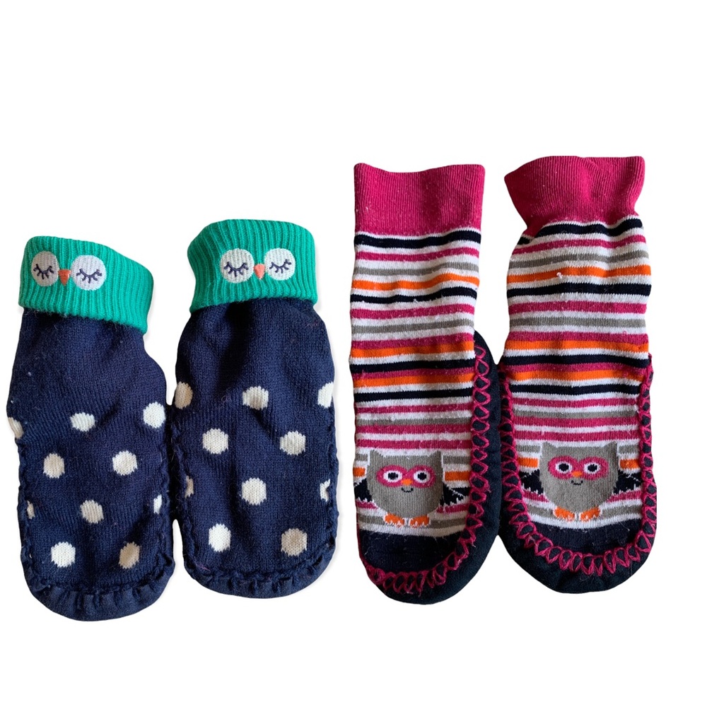 12-24 3-12 month 2 pack slipper socks owl colorful baby children toddler